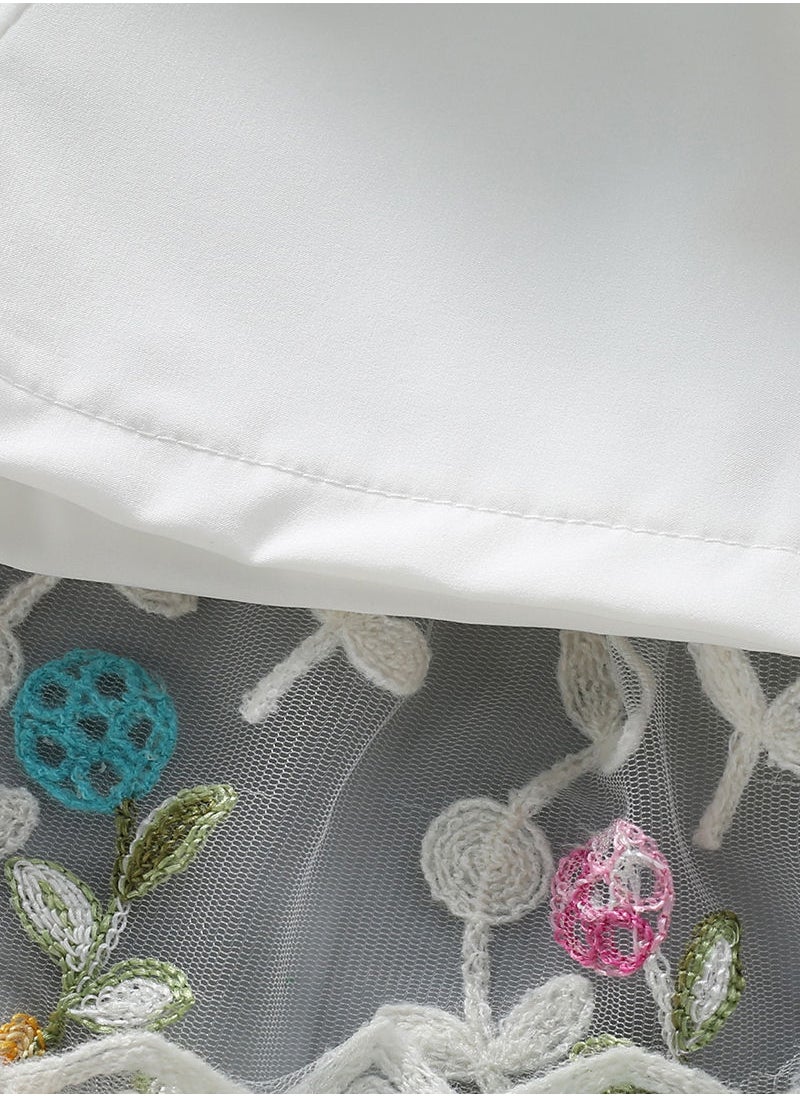 Kidle - Summer Breathable Two-piece White Pattern Suspender Skirt - Image 1