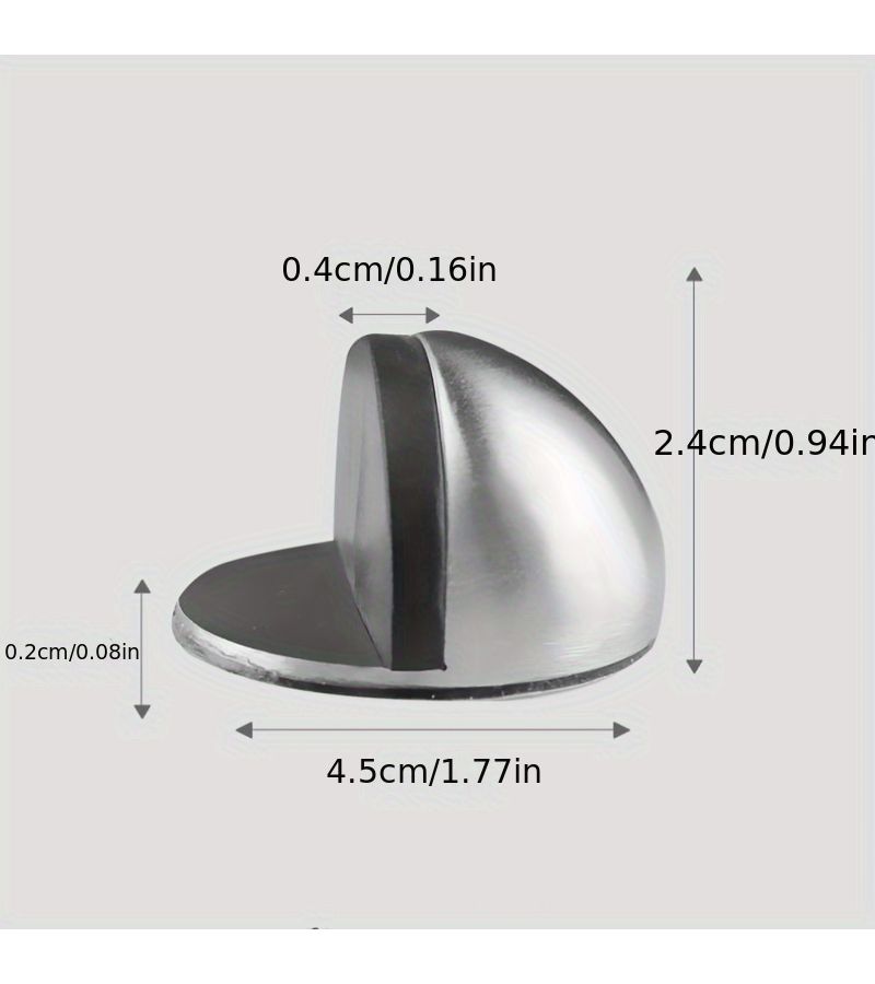Silvery 2Pcs Stainless Steel Door Stop With Rubber Bumper No Drilling Required Anti Collision For Home Bathroom - Image 5