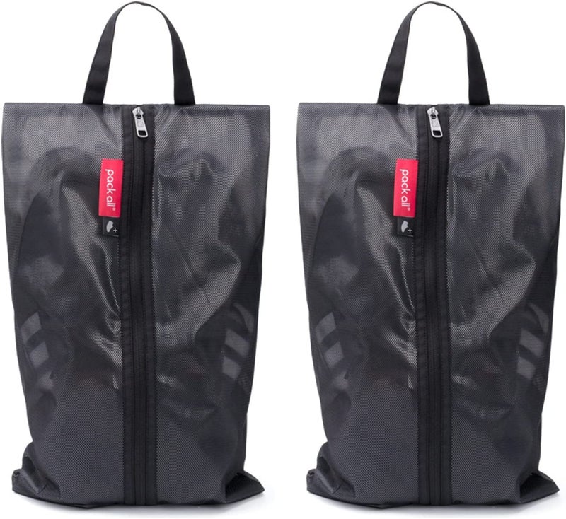 pack all PlusSized Shoe Bag for Travel WaterResistant Shoe Pouch for Gym OdorResistant Soccer Cleats Bag for Sport Black 2Pack