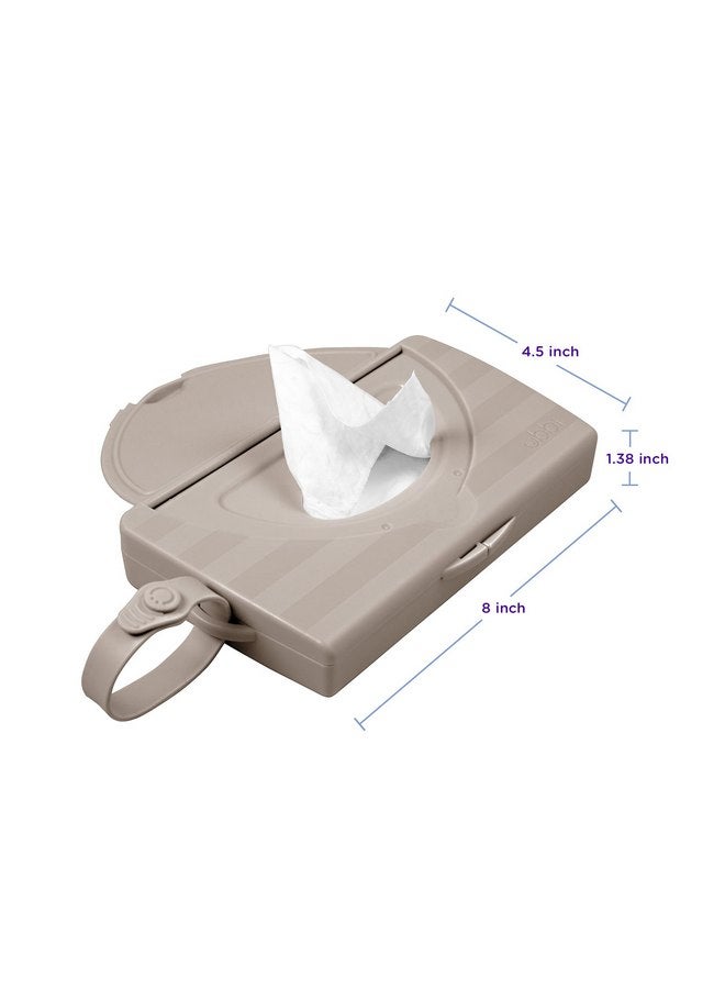 يبي موزع مناديل الأطفال من Ubbi On-the-Go، حاوية مناديل محمولة للسفر، ملحق ضروري لحقيبة الحفاضات للمواليد الجدد، حامل مناديل قابل لإعادة الاستخدام، لون بني - Image 2