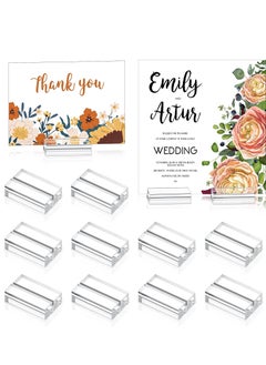 KASTWAVE Clear Acrylic Stands,Place Card Holders Table Number Stands Card Display Stand for Dining Table Shop Office Wedding Photo Painting Business Card Holder(10 Pieces)  - Image 1