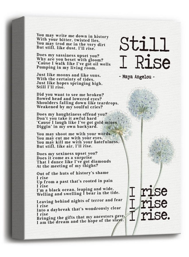 WKYAER Canvas Wall Art Maya Angelou Inspirational Quote Decor, Still I Rise Inspirational Canvas Prints Poster Wall Art, Motivational Wall Art, Gift for Home and Office Decor Under, Size 12x15 - Image 1