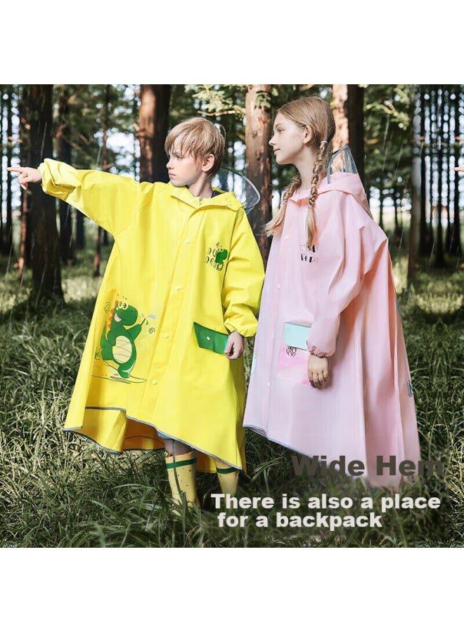 Moremerry Children's Raincoat With Backpack Space For Boys And Girls, Extended Full-body Student Rain Poncho, Pink Unicorn, 2XL - Image 2