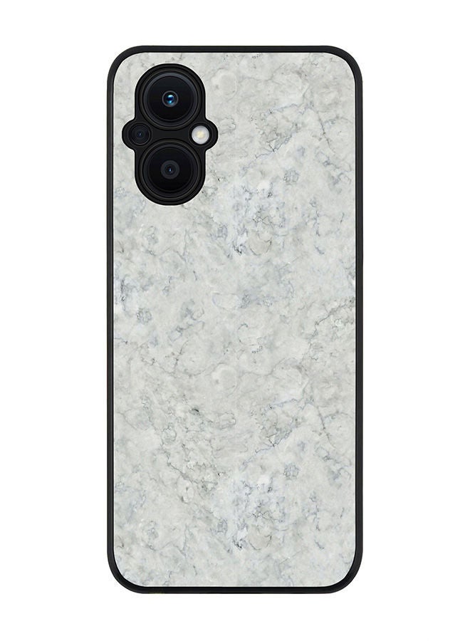 Stylizedd Rugged Black edge case for Oppo Reno7 Z  Slim fit Soft Case Flexible Rubber Edges Anti Drop TPU Gel Thin Cover - Marble Texture White - Image 1