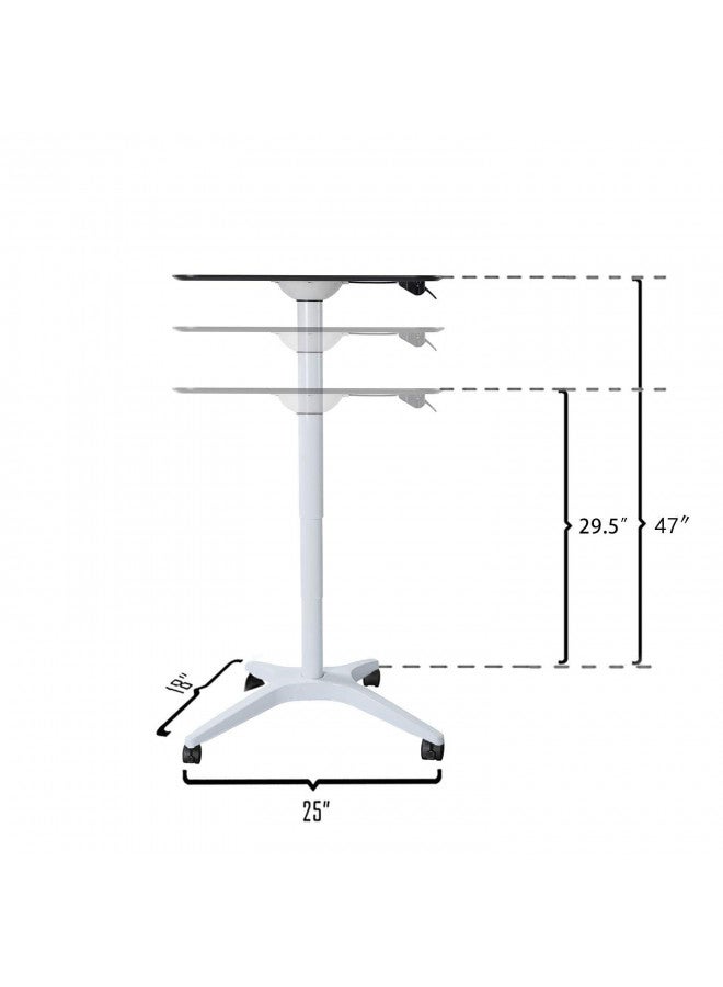 CARTMAY Mobile Standing Desk,Pneumatic Height Adjustable Laptop Desk, Mobile Laptop Desk with Wheels, Height Adjustable from 29.5'' to 47'',White - Image 2