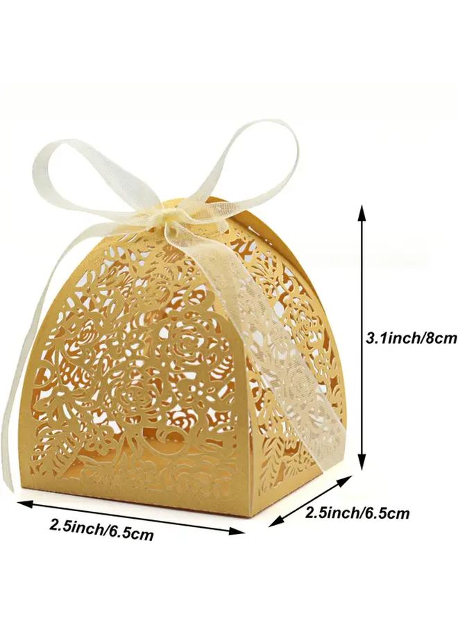 Four Leaf Rose Candy Box Chocolate Gift Box Laser Cut Wedding Favor Boxes Golden 25pcs Suitable for Bridal Shower Birthday Party Christmas Halloween with Ribbon - Image 2