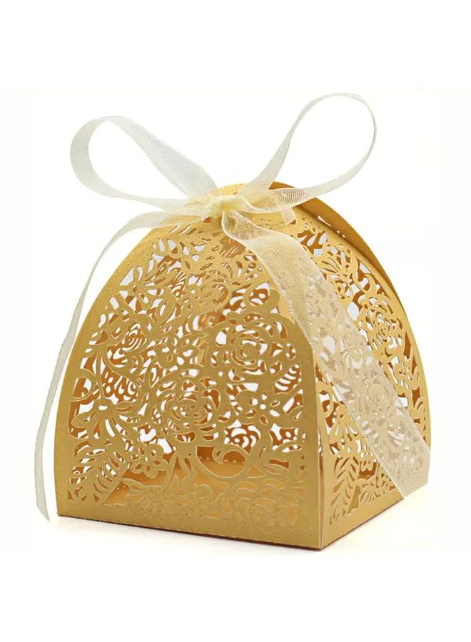Four Leaf Rose Candy Box Chocolate Gift Box Laser Cut Wedding Favor Boxes Golden 25pcs Suitable for Bridal Shower Birthday Party Christmas Halloween with Ribbon - Image 1
