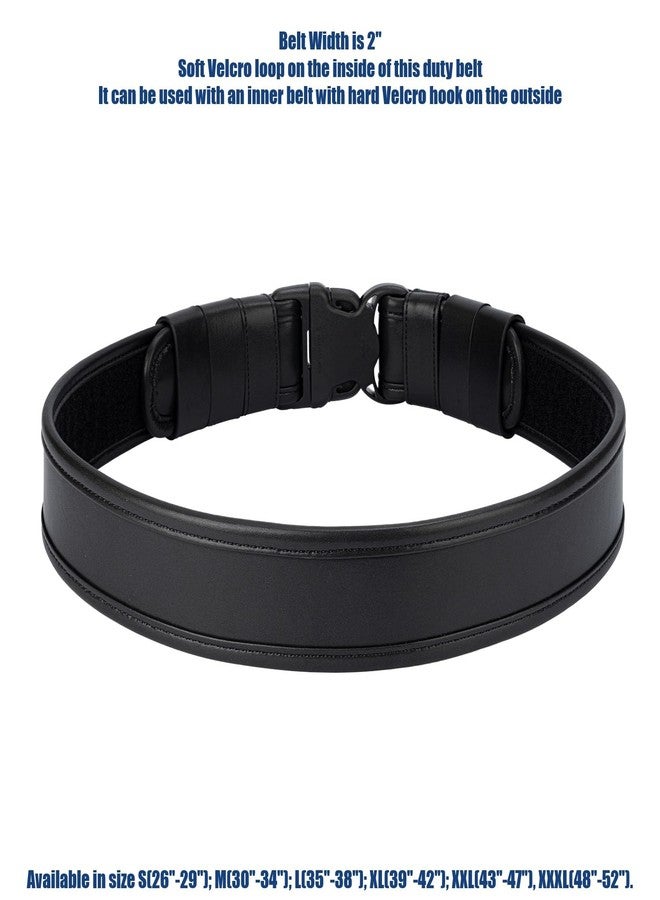 Dotacty Plain Black Police Duty Belts Law Enforcement Sheriff Security Work 2" Outer Belt w/Loop Lining Tri-Release Buckle 4 Keepers M - Image 2