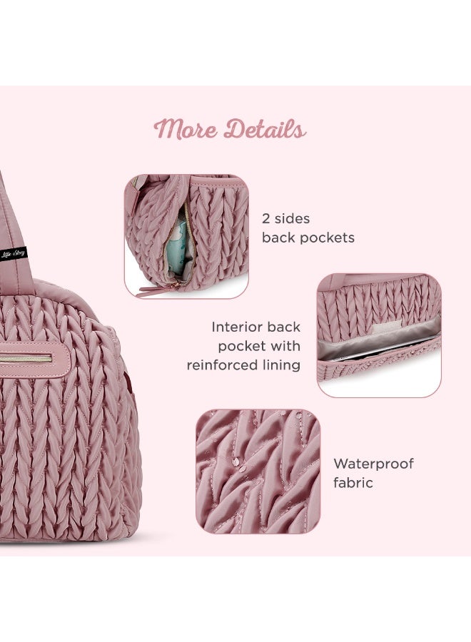 Little Story حقيبة حفاضات ليتل ستوري إلفا مع أحزمة عربة الأطفال - وردي - Image 4