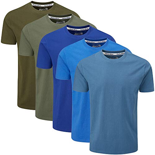 Charles Wilson Men's 5 Pack Midweight Crew Neck T-Shirt (Large, Horizon) - Image 4