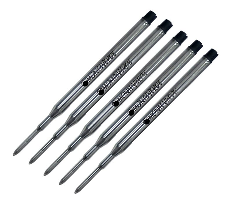 Monteverde 5 Pack - Monteverde "K" Style Ballpoint Refill to Fit Sheaffer Ballpoint Pens, Medium Point, Soft Roll (Bulk Packed) (Black) - Image 5
