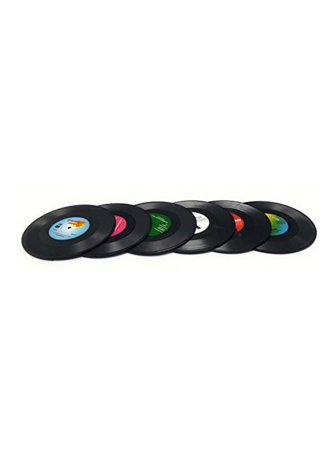 Milcraft 6-Piece Vinyl Record Disc Coasters Black/Pink/Green 5.1 x 4.4 x 0.7inch - Image 2