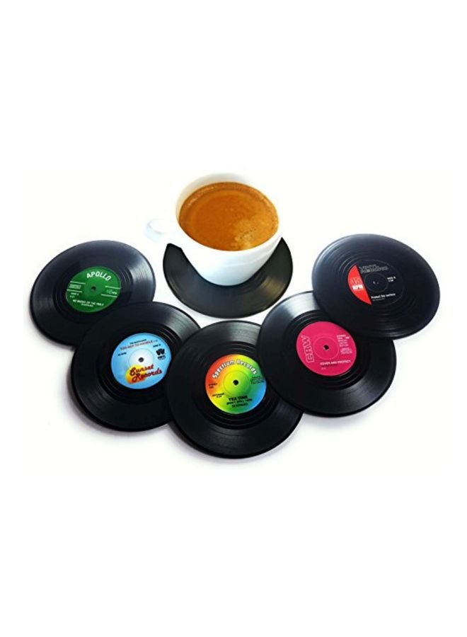 Milcraft 6-Piece Vinyl Record Disc Coasters Black/Pink/Green 5.1 x 4.4 x 0.7inch - Image 3