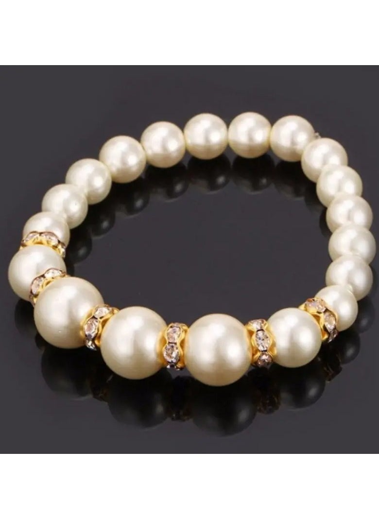 Home Clearance Sale - Set Of 3 Elegant And Stylish Imitation Pearl Necklace, Bracelet, And Earrings Set, Bridal Accessory Set - Image 1