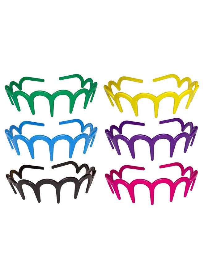 ANNACREATIONS Glossy Multicolor Plastic Fancy Teeth Comb Shine Shark Zig Zag Hair Bands For Girls & Women (Set Of 6 Pcs) - Image 1