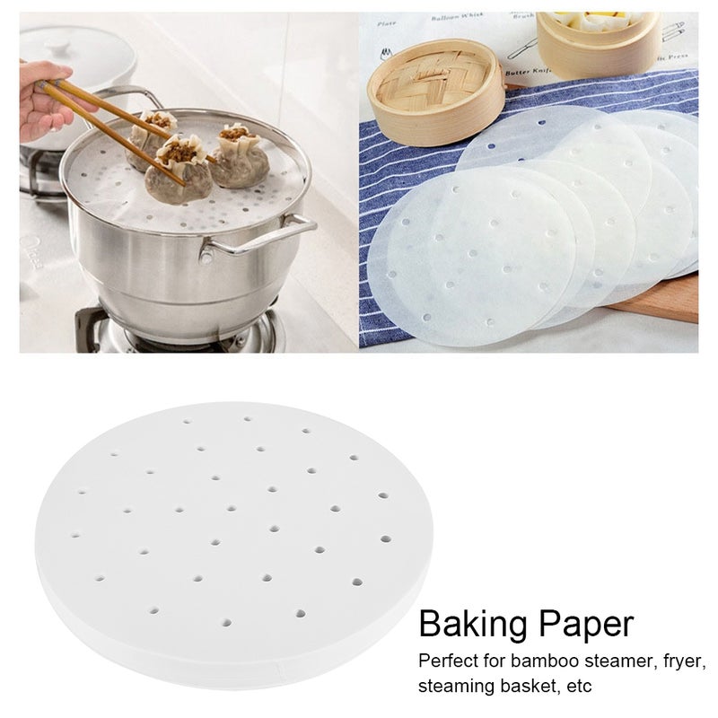 400PCS Disposable Perforated Steamer Paper Steaming Basket Liners Mat Kitchen Tools Accessories - Image 4