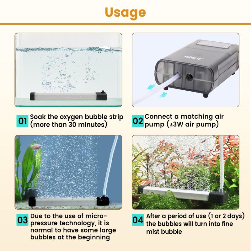 hygger Aquarium Bubble Strip, Nano Air Bubble Curtain Wall Aquarium Air Stone Kit, Quiet High Dissolved Oxygen Diffuser Fish Tank Bubbler Decorations for Freshwater Saltwater (5.9 Inch) - Image 5