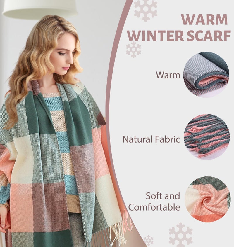 YSense Winter Scarf for Women, Fashion Long Plaid Scarves Warm Big Tartan Blanket Wrap Shawl Ladies Gifts - Image 3