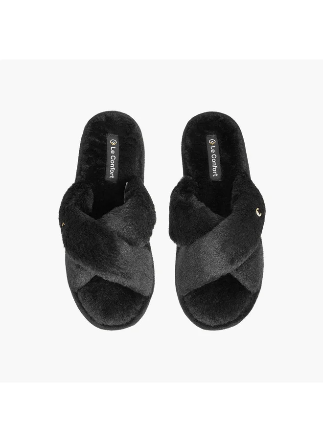Le Confort Women Textured Cross-Strap Bedroom Slippers