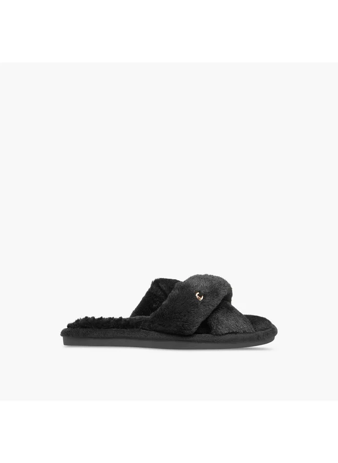 Le Confort Women Textured Cross-Strap Bedroom Slippers