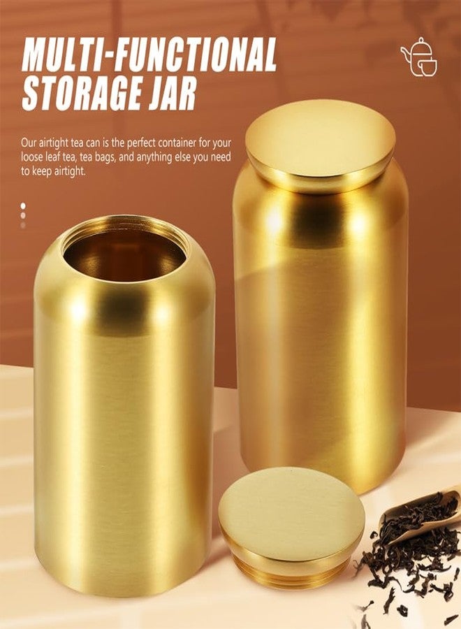 SHOWERORO Airtight Tea Storage Jar Small Metal Canister with Sealing Lid for Loose Leaf Tea and Coffee Beans Portable Container 3.54X2.36X2.36 Inches - Image 4