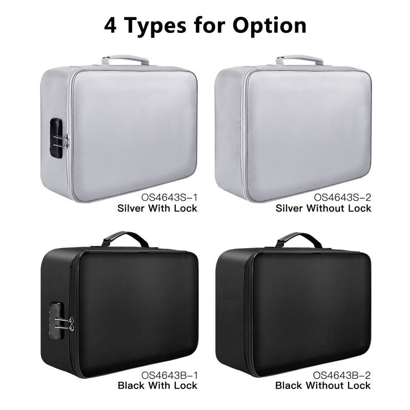 Fireproof Document Bag with Lock Zipper Closure Fire& Water Money Bag Storage Pouch Organizer Case Home Office Travel Safe Bag for Documents Files Money Cards Passport Valuables - Image 5