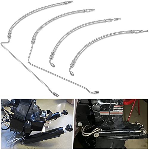 Bonbo Power Trim Tilt Hydraulic Ram Cylinder Hose Kit Compatible with Mercruiser Alpha I Gen I 16-3/16" Gen II Bravo 1 2 3, Braided Stainless Steel Hoses Fits for 9B-106 and 9B-116 Trim Cylinders - Image 1
