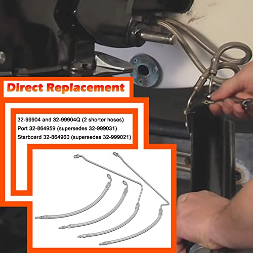 Bonbo Power Trim Tilt Hydraulic Ram Cylinder Hose Kit Compatible with Mercruiser Alpha I Gen I 16-3/16" Gen II Bravo 1 2 3, Braided Stainless Steel Hoses Fits for 9B-106 and 9B-116 Trim Cylinders - Image 4