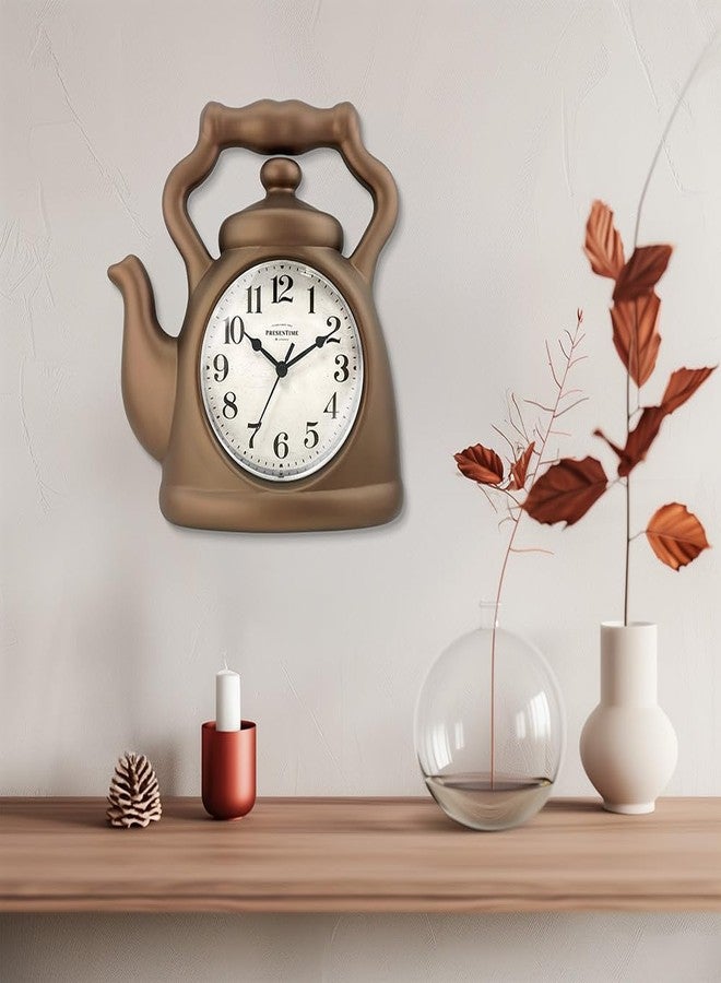 Presentime & Co. 11" Teapot Clock, Silent Non Ticking, Modern Farmhouse Style, Wall & Mantel 2 in 1 Desk & Shelf Clock, Bronze Finish for Wall, Home, and Tabletop Decor, Bronze Finish - Image 3