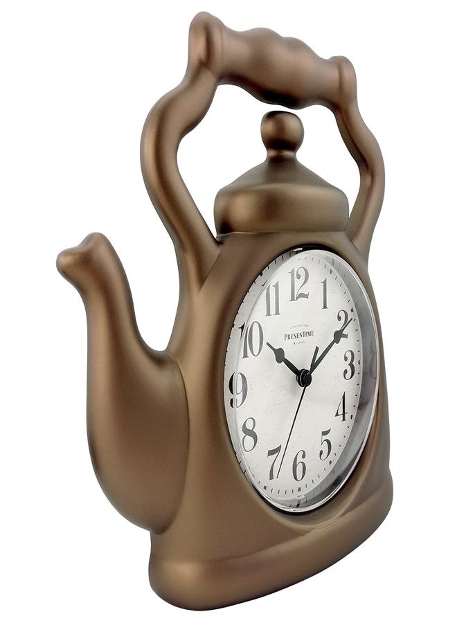 Presentime & Co. 11" Teapot Clock, Silent Non Ticking, Modern Farmhouse Style, Wall & Mantel 2 in 1 Desk & Shelf Clock, Bronze Finish for Wall, Home, and Tabletop Decor, Bronze Finish - Image 5