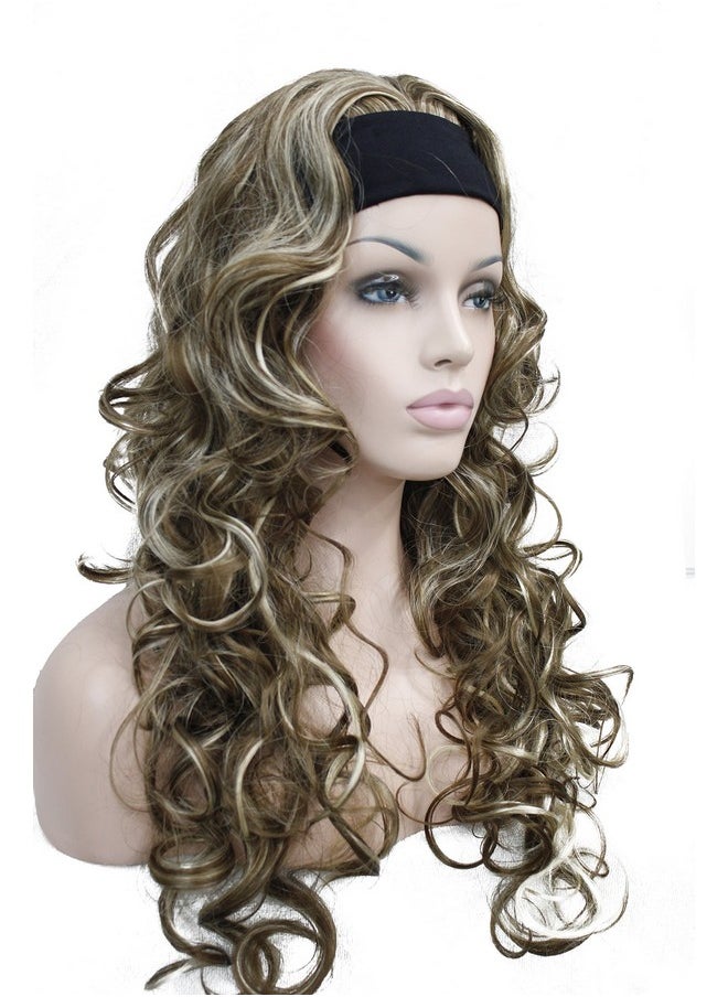 Wiginway 3/4 Band Headband Wig Women'S Brown Mixed Color Long Curly Wigs For Women Ladies  - Image 4