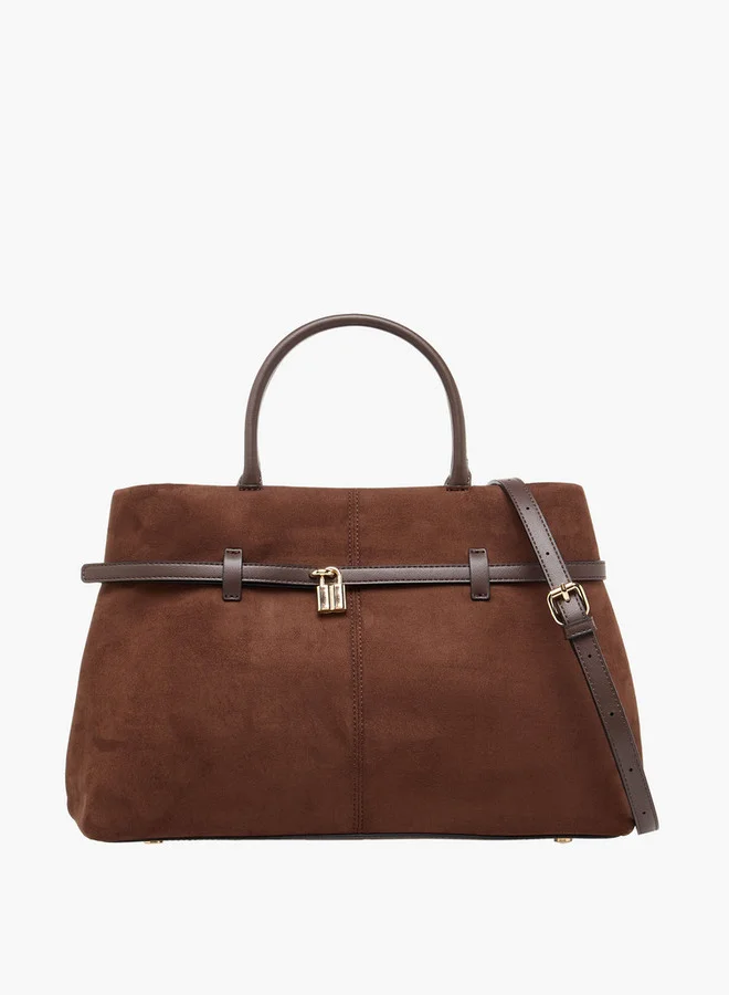 Celeste Solid Tote Bag with Detachable Strap and Button Closure