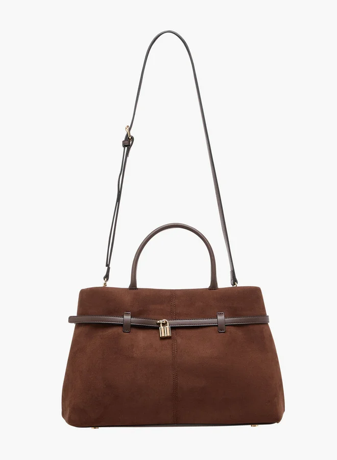 Celeste Solid Tote Bag with Detachable Strap and Button Closure