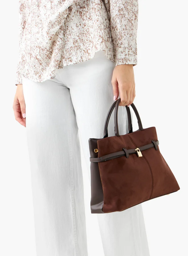 Celeste Solid Tote Bag with Detachable Strap and Button Closure
