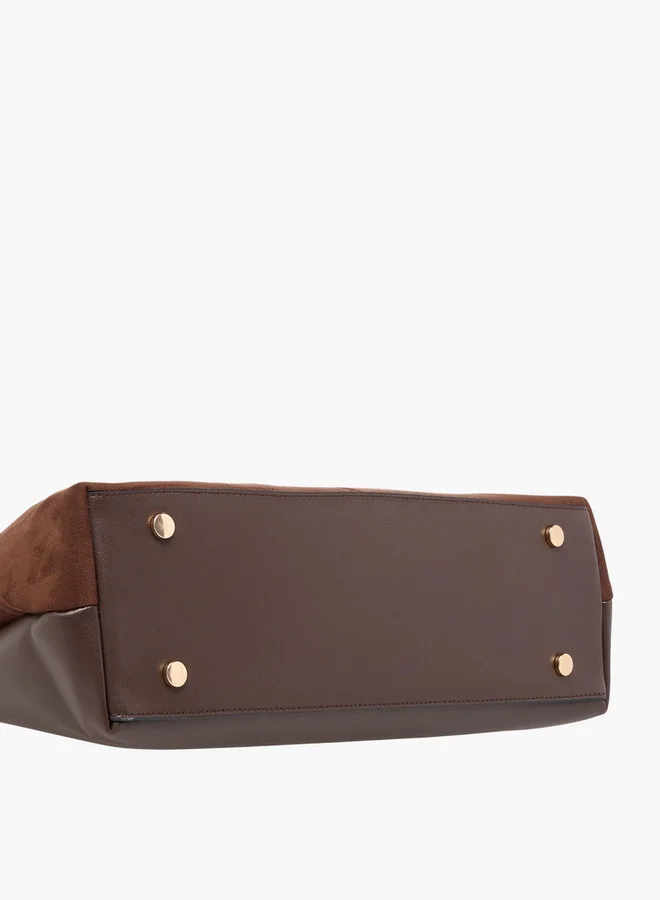 Celeste Solid Tote Bag with Detachable Strap and Button Closure