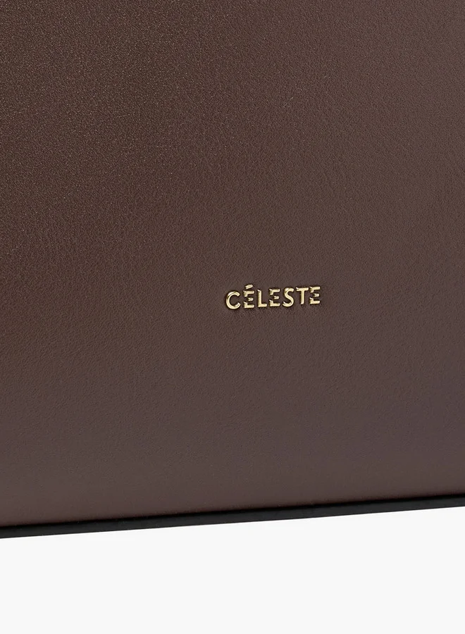 Celeste Solid Tote Bag with Detachable Strap and Button Closure