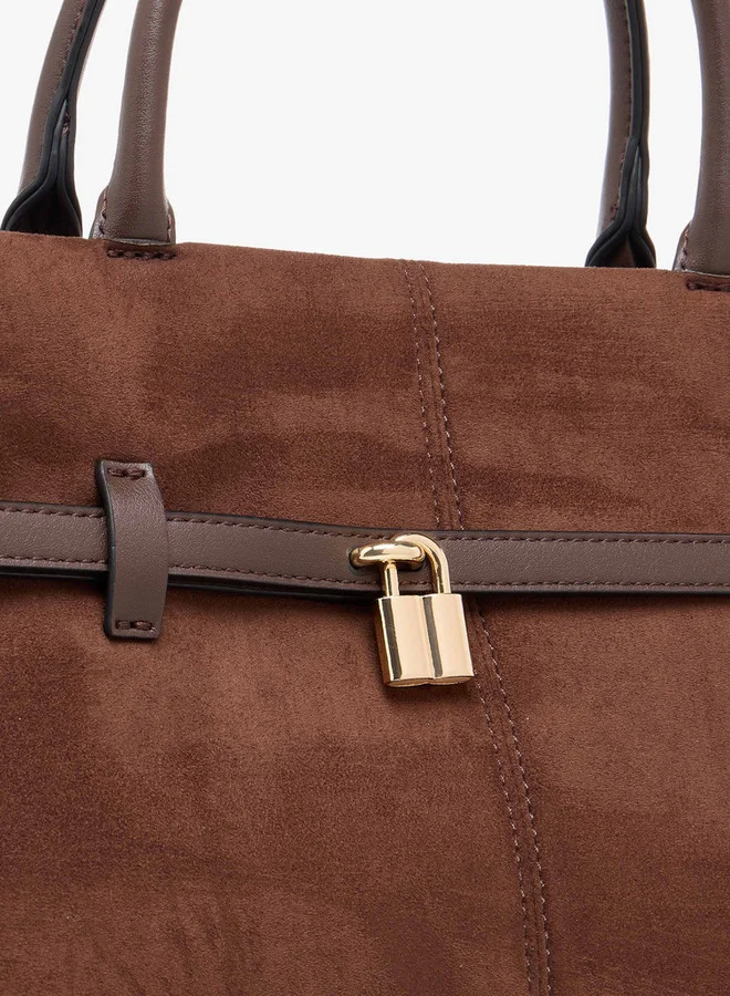 Celeste Solid Tote Bag with Detachable Strap and Button Closure