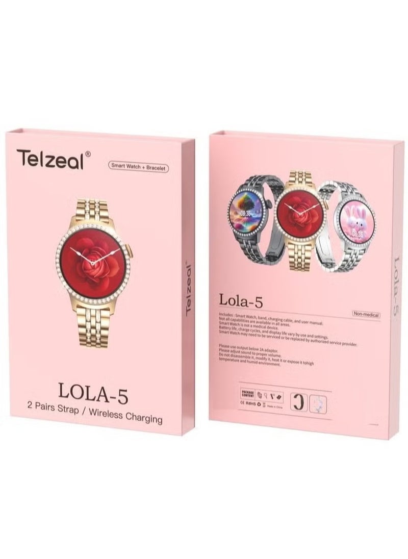 Telzeal Smart Watch with Bracelet Stylish Design for Ladies & Girls, Sleek Black Color, 2 Pairs of Straps & Wireless Charging, Fitness Tracker, Health Monitor, Elegant Smart Wearable  - Image 3