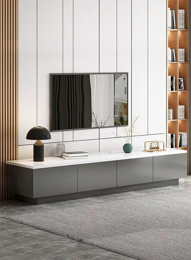 فاشون هوم خزانة تلفاز بتصميم فاخر وحديث ومتطور وبسيط وخزانة تلفزيون صامتة و4 أدراج ورف تخزين وخزانة أرضية منزلية وشقة صغيرة وغرفة نوم وطاولة تلفزيون شمالية 15 مم أثاث خشبي سميك 160 × 30 × 29 سم - Image 1