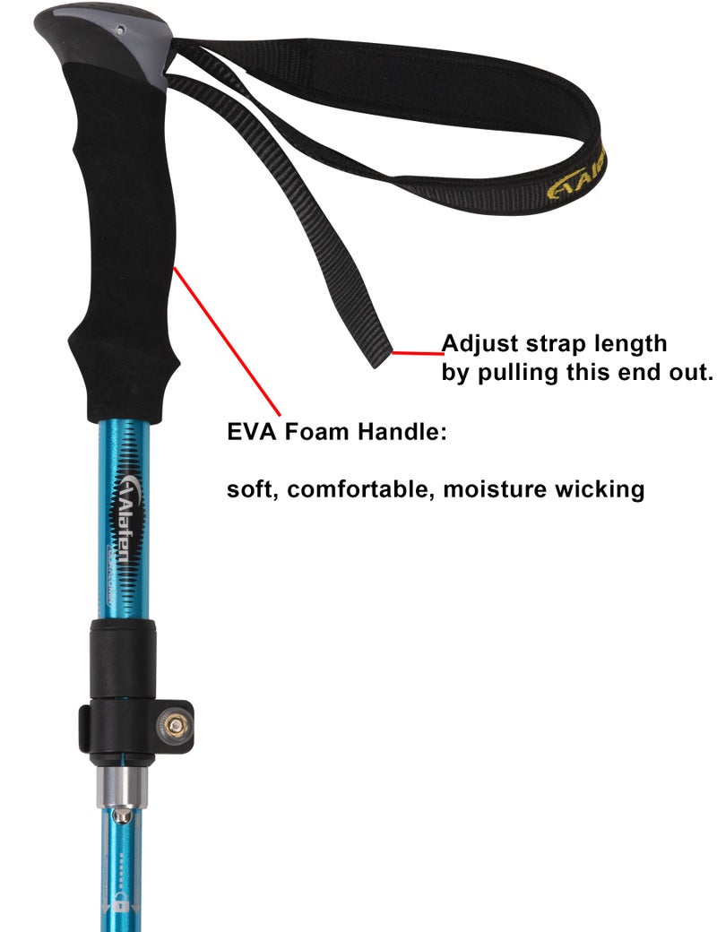 A ALAFEN Lightweight Collapsible Trekking Pole - 7075 Aluminum Adjustable Walking Stick for Hiking & Travel, Foldable Quick-Lock Design, Single Pole for Adults & Seniors, Fits 4'9" - 5'5", Light Blue - Image 5
