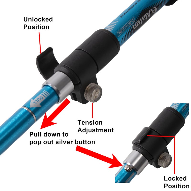 A ALAFEN Lightweight Collapsible Trekking Pole - 7075 Aluminum Adjustable Walking Stick for Hiking & Travel, Foldable Quick-Lock Design, Single Pole for Adults & Seniors, Fits 4'9" - 5'5", Light Blue - Image 4