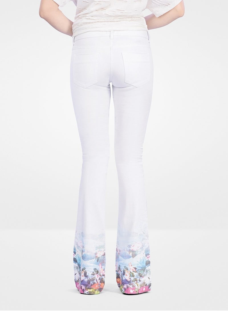 Web Denim Web Denim White Skinny Stretchable Bottom Flair Printed Pant Fashionable Comfort Fit Casual Cotton Jeans with Pockets For Women  - Image 3