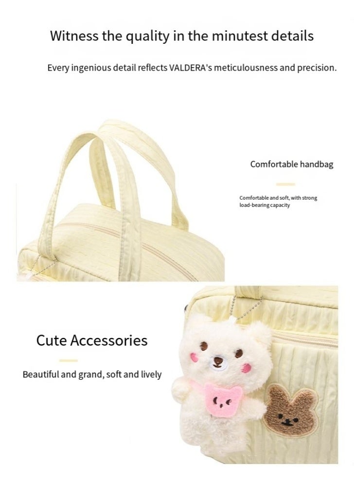 كيو زد حقيبة حفاضات كبيرة للبنات، حقيبة أم مبطنة من القطن، حقيبة حفاضات للأطفال، حقيبة سفر متعددة الوظائف للأمومة، حقيبة تخزين للسفر، حقيبة حمل حفاضات بدون دمية - Image 5