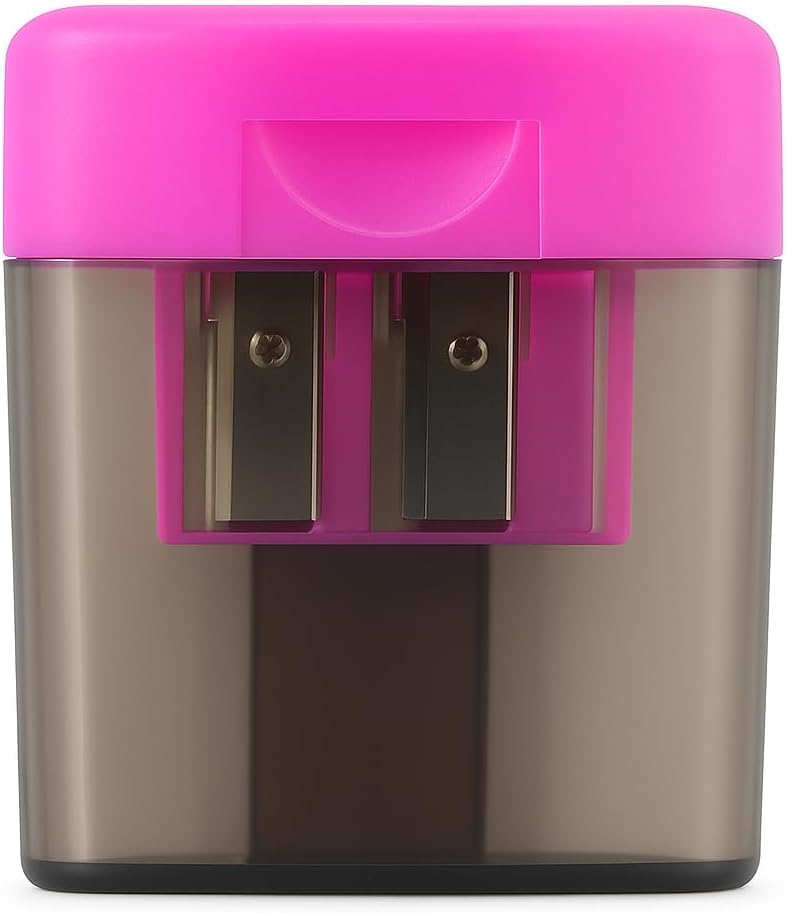 Fitto Sharpner with Container, Pink - 1 Piece Pencil Shaver for Desk Use - Image 1