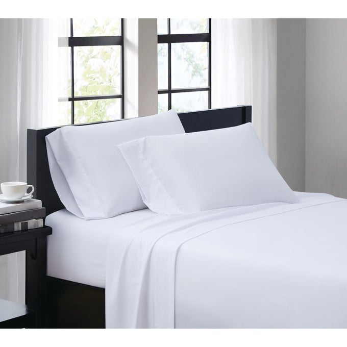 EVERYDAY SHEET SET WHITE POLYESTER 4PIECE FULL SHEET SET SOLID COLOR THEMED ADULT BEDDING OEKOTEX CERTIFIED