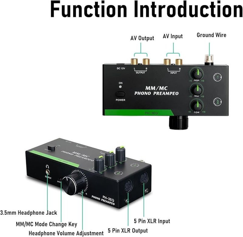 MM MC Phono Preamplifier 3 Band Adjustable Turntable Amplifier with XLR Input Output 100 240V - Image 4