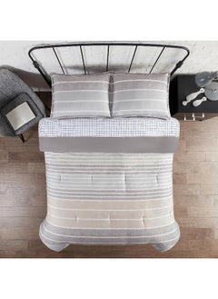 Serta SERTA Simply Clean Conrad Soft 7 Piece Stripe Bed in A Bag Complete Bedding Comforter Set with Sheets and Pillow Cases for All Season, Full, Charcoal  - Image 2
