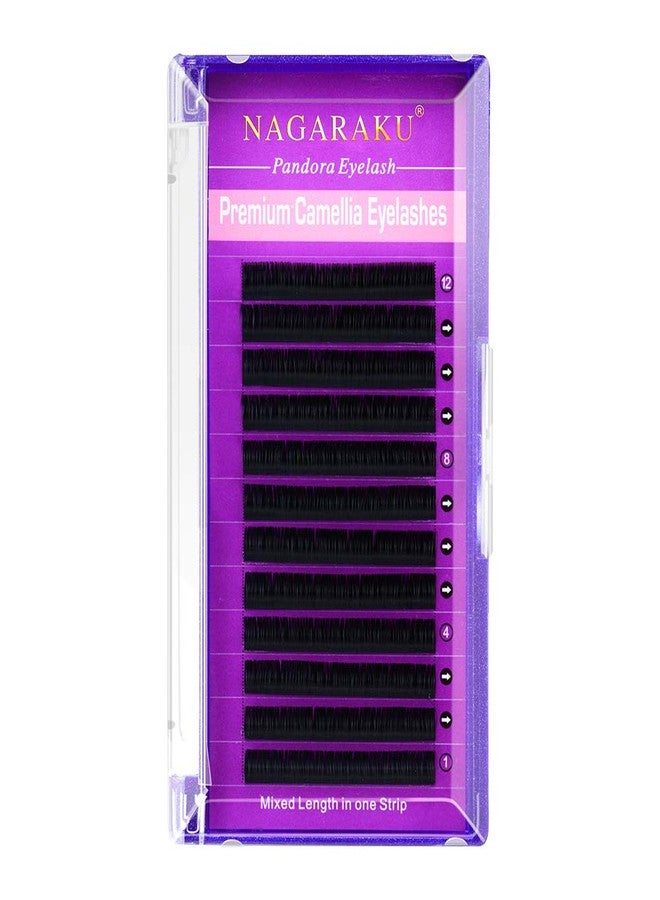 NAGARAKU Eyelash Extensions Individual Volume 0.07 C curl 8-10-12mm Mix classic 3 Layers Camellia Faux Mink Lash Soft Light no glue on base (0.07mmC-8-10-12) - Image 1