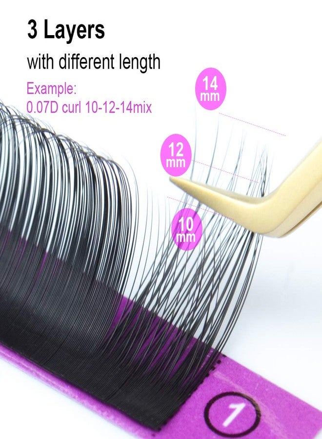 NAGARAKU Eyelash Extensions Individual Volume 0.07 C curl 8-10-12mm Mix classic 3 Layers Camellia Faux Mink Lash Soft Light no glue on base (0.07mmC-8-10-12) - Image 2