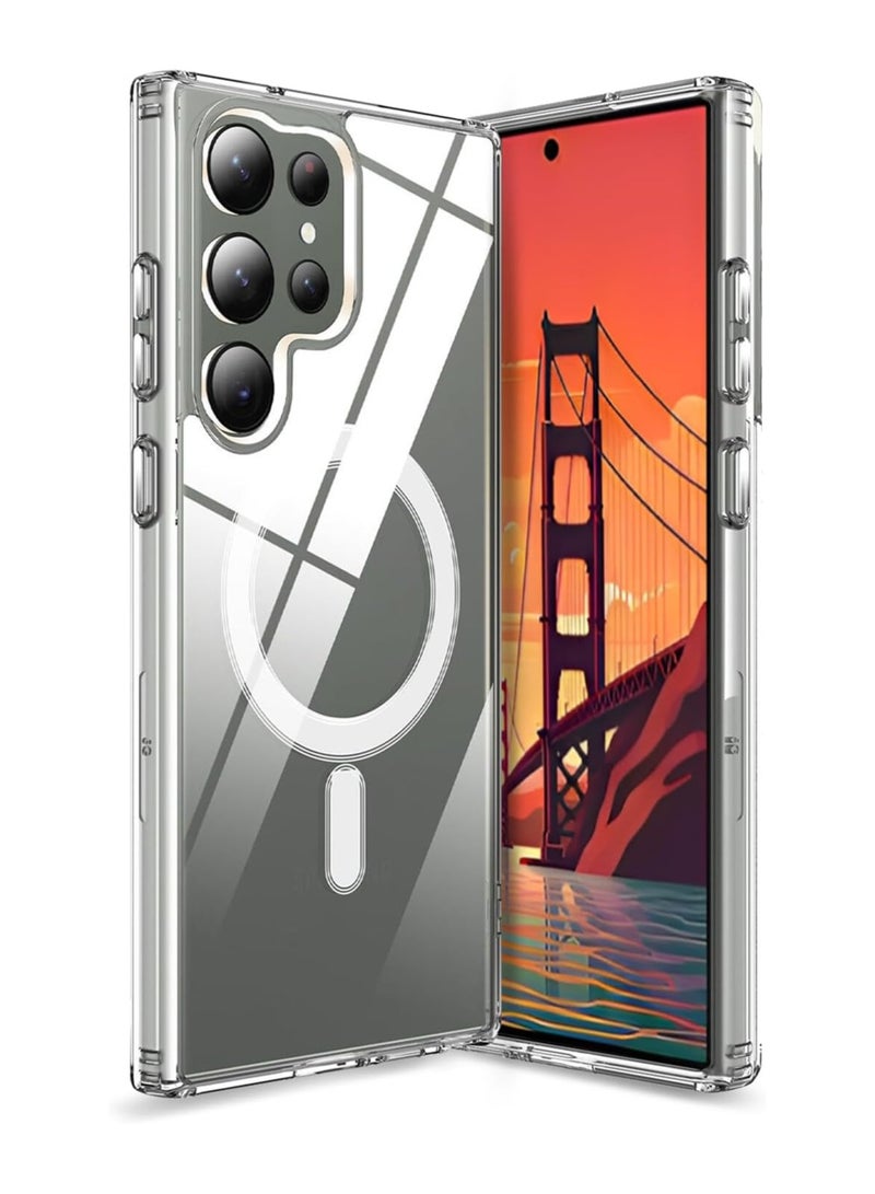 Samsung Galaxy S24 Ultra 5G Magnetic Case , Compatible with MagSafe, Shockproof Protective Phone Cover, Non-Yellowing Hard Clear PC Back (Clear)  - Image 1